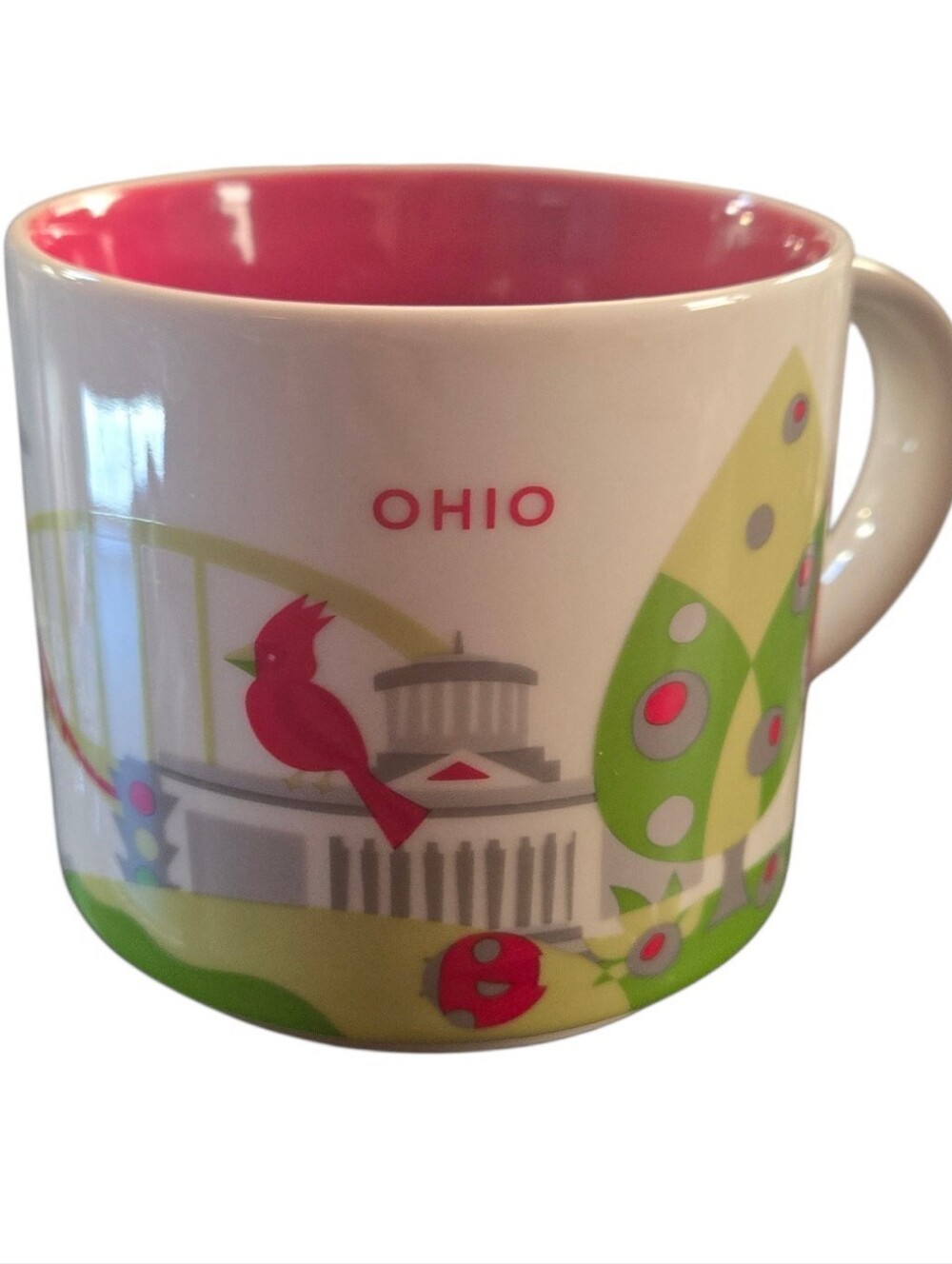 Ohio State-Themed Ceramic Mug - Pink Interior